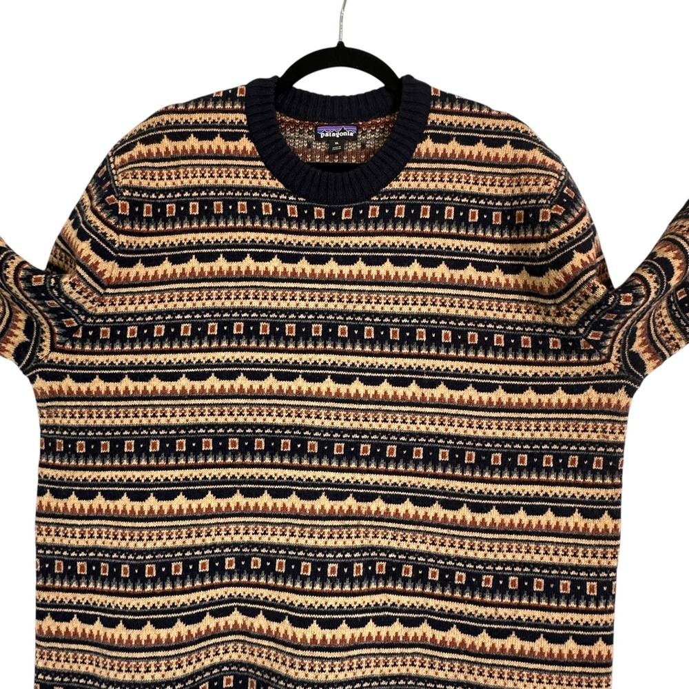 Patagonia Sweater Recycled Wool Cottage Isle XL Knit Fair Isle New Navy - Picture 11 of 15